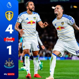 Calvert-Lewin stars as Leeds thrash Newcastle to go third