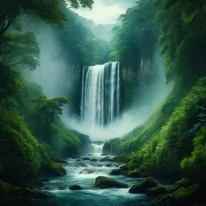Cascada Majestuosa: Serenidad y Fuerza de la Naturaleza para una Relajación Profunda