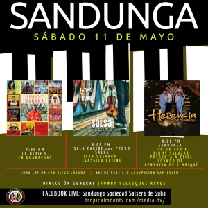 Sábado 11 de Mayo, 2024 (SALA CARIBE con Clássico Latino y SALSA CON X con Herencia de Timbiquí)