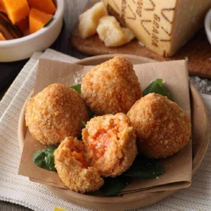 Croquetas de arroz con calabaza y queso Grana Padano