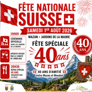 Mazan célèbre 40 ans d’amitié avec la Suisse lors de la Fête Nationale du 1er août